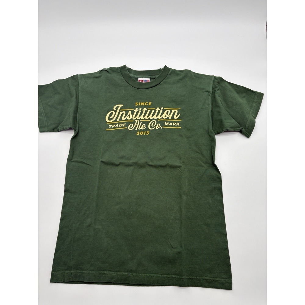 Institution Ale Co T Shirt Mens Medium M Bayside Heavyweight Made In USA